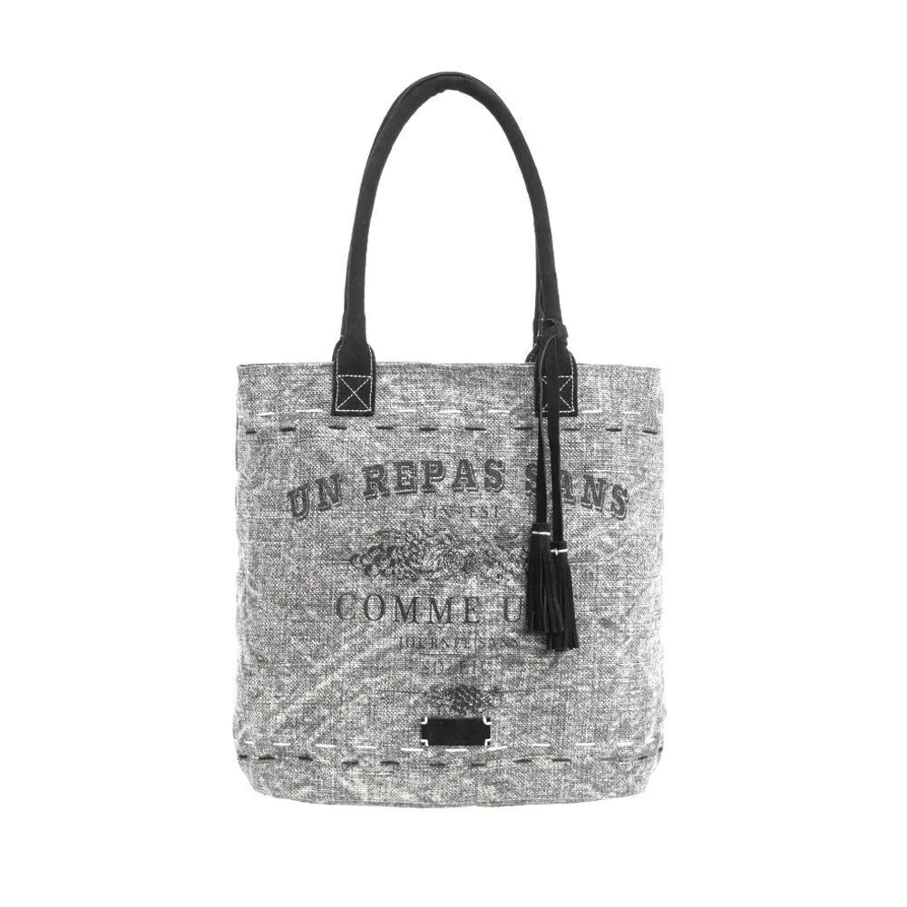 Myra Bag Handmade Cloudstar Tote Bag Upcycled Canvas & Cowhide Leather